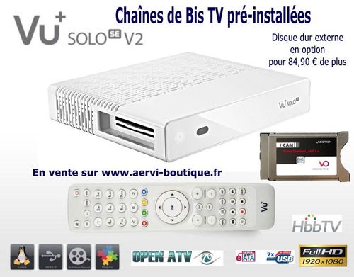 VU+ SOLO SEV2 1xDVBS2 Récepteur Sat HD + Cam Viaccess Blanc