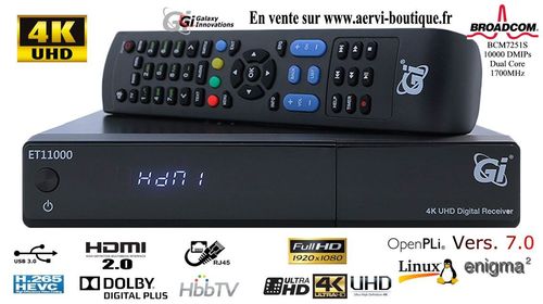 GI ET11000 1x DVB-S2 UHD Récepteur Satellite 4K Linux E2 Open PLi