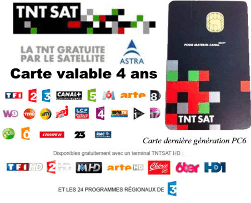 CARTE TNTSAT Neuve valable 4 ans - PC6 HD