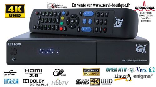 GI ET11000 1x DVB-S2 UHD Récepteur Satellite 4K Linux E2 Open ATV