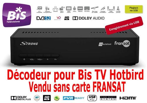 Récepteur Bis TV Strong SRT7407 livré sans carte Fransat