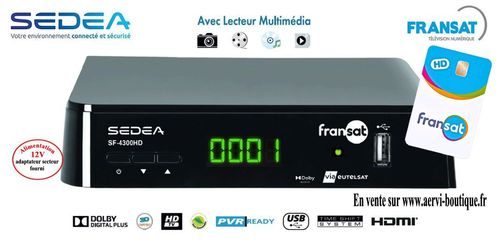 Recepteur Satellite Fransat Sedea SF4300 HD  (12V et 230V)