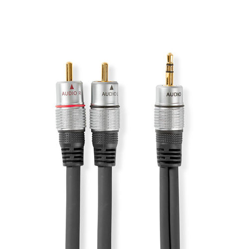 Câble audio stéréo 5 m Jack 3.5 mm Mâle / 2x RCA Double Blindage