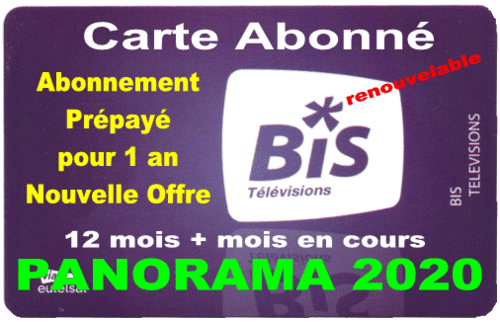 Chargement Prépayé 1 an PANORAMA via carte Bis TV 60000228068 (frais dossier offerts)