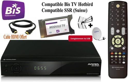 Récepteur Combo Ariva 255S DVB-S2 / T2 / C H.265 HEVC avec Cam Viaccess